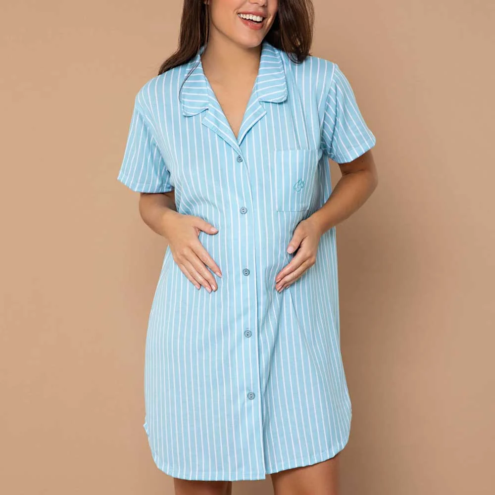 CAMISA MATERNAL M/L ABOTONADA RAYADA