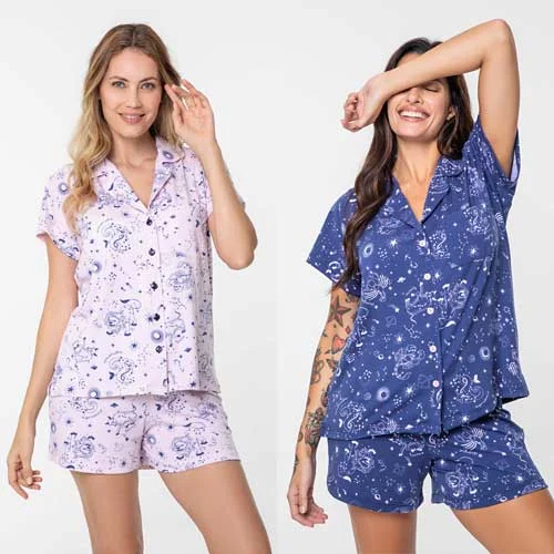 pijama en modal abotonado estampado