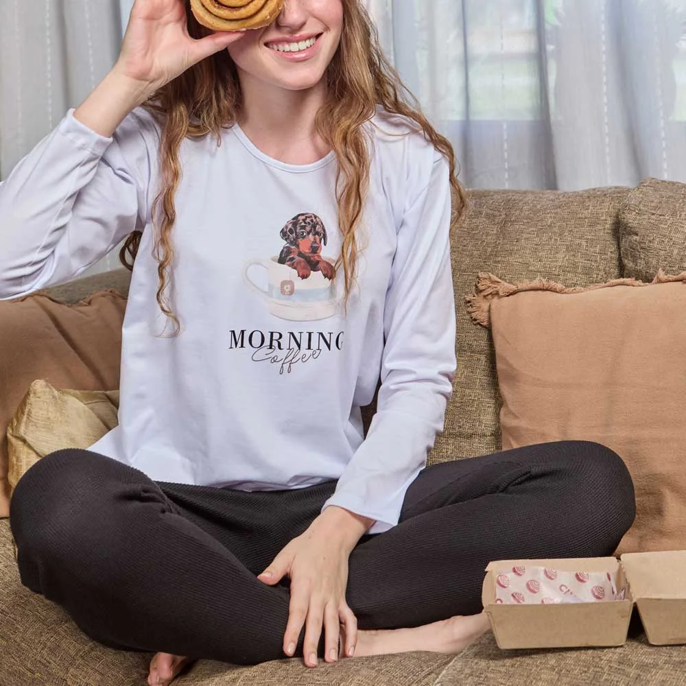 PIJAMA M/L MODAL PANT.WAFLE