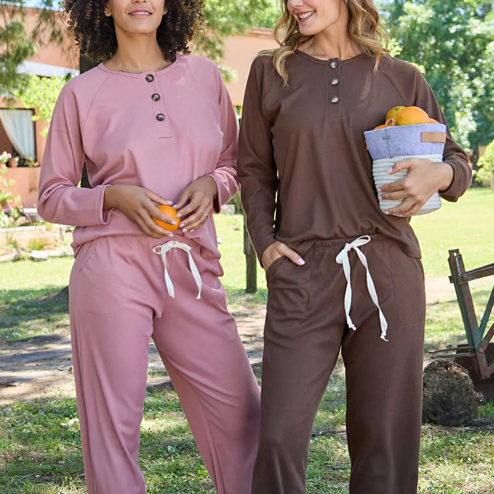 PIJAMA M/L WAFLE C/ BOTONES