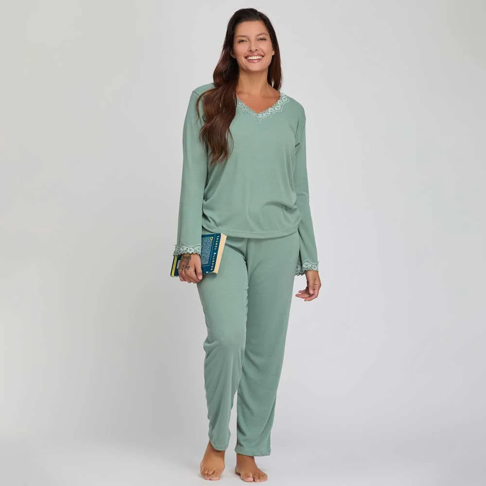 PIJAMA M/L MORLEY C/PUNTILLA AL TONO