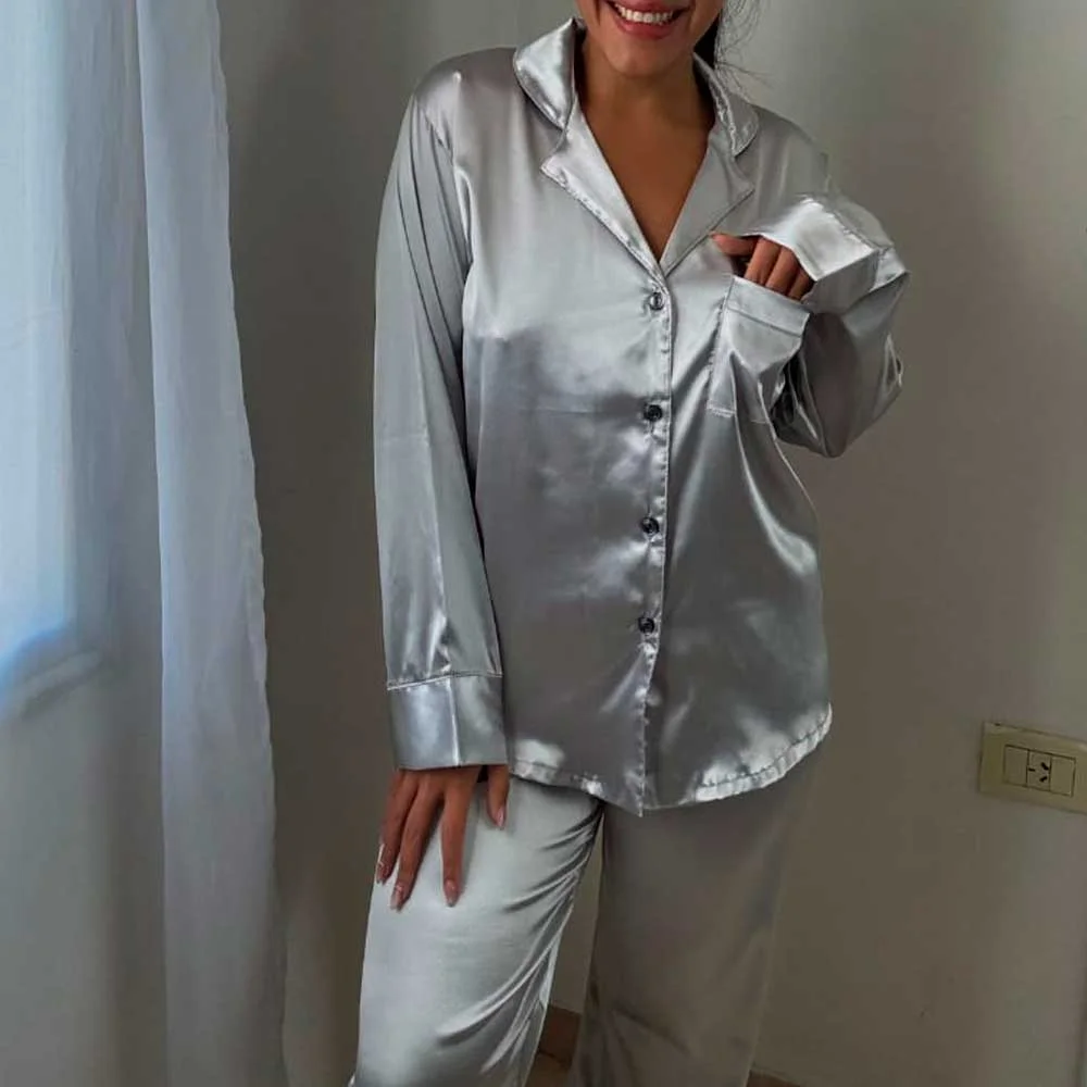 pijama m/l liso abotonado