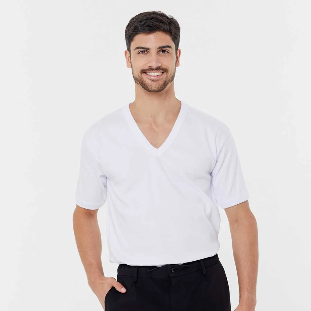 camiseta interlock m/corta c/v